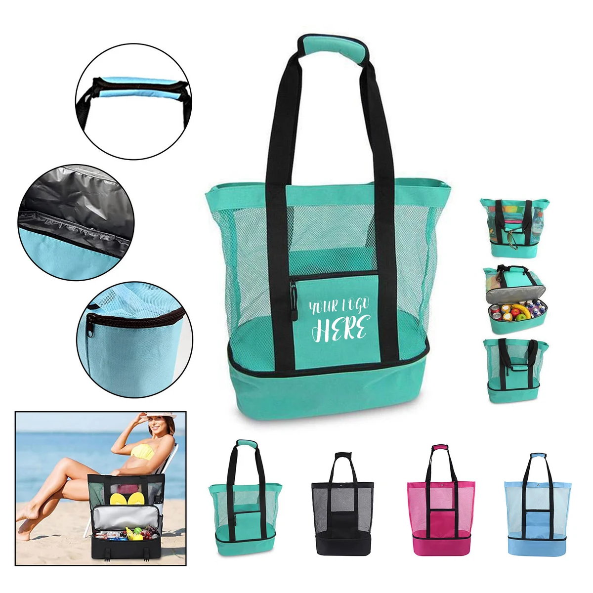 Mesh Beach Bag With Cooler 1