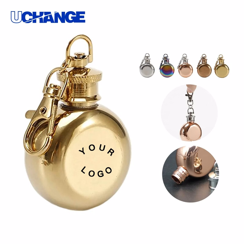 Stainless Steel Flask Bottle with Keyring Attachment