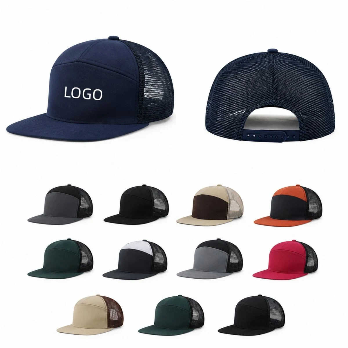 Seven-Panel Color Block Baseball Cap 1