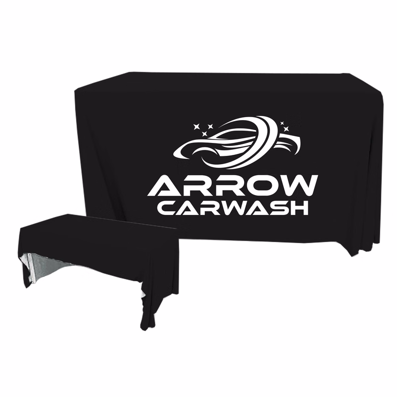 4 ft. x 24 in. 3 Sided PolyKnit Table Cover (One Color Logo)