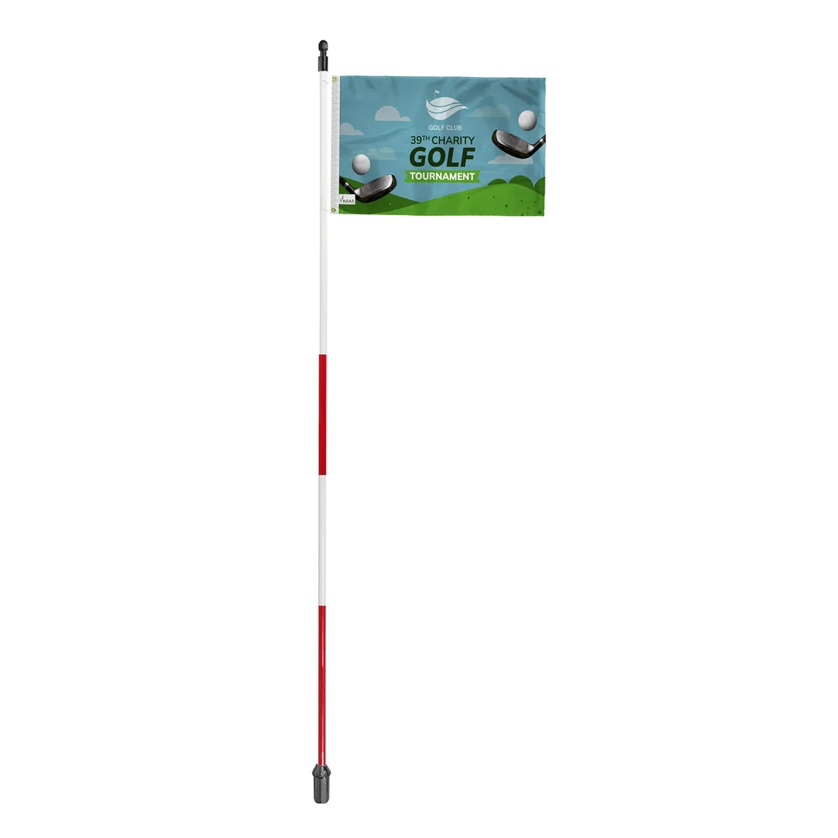 14"x20" Golf Flag with 6' Red & White Fiberglass Pole 1