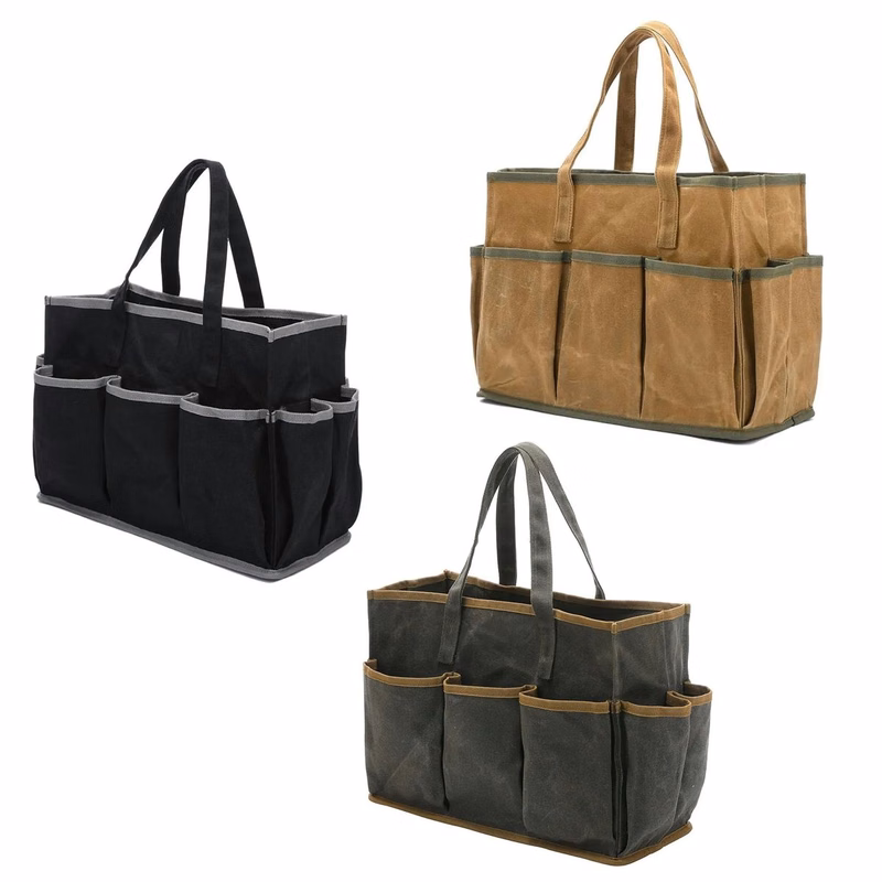 11 Pockets Waxed Canvas Tool Storage Bag