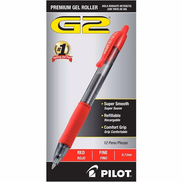 G2 Premium Gel Ink Retractable Pens - Red