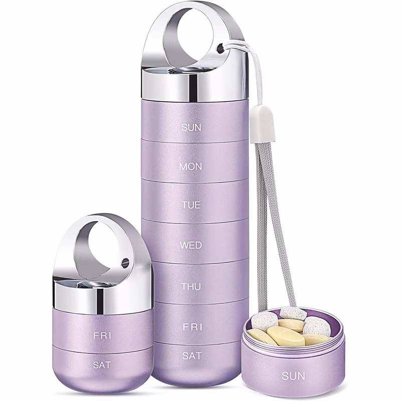 Stackable Weekly Aluminum Alloy Pill Organizer