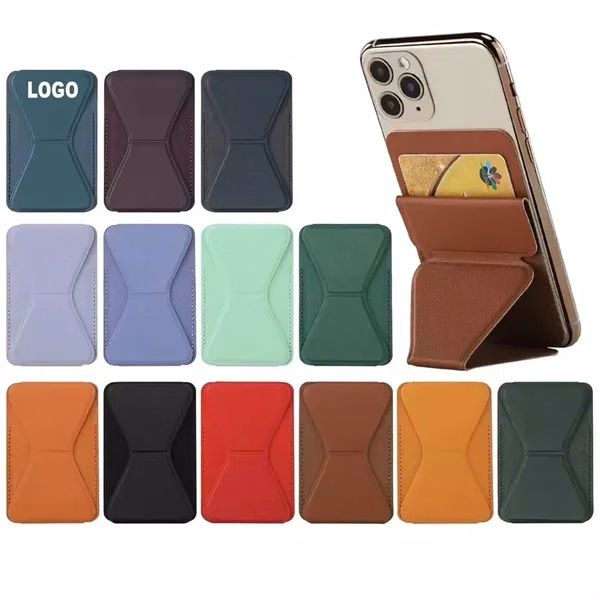 Custom Leather 3-Mode Phone Stand Wallet with Magnetic Grip — Corporate Tech Gift