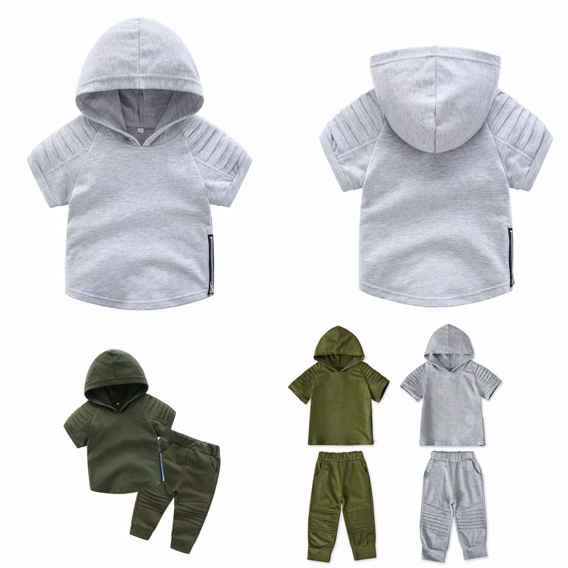 Children's hooded short-sleeved sweatshirt set