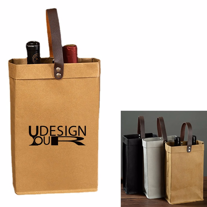 10.8" x 6.3" x 3.2" Two Bottle Kraft Paper Bag