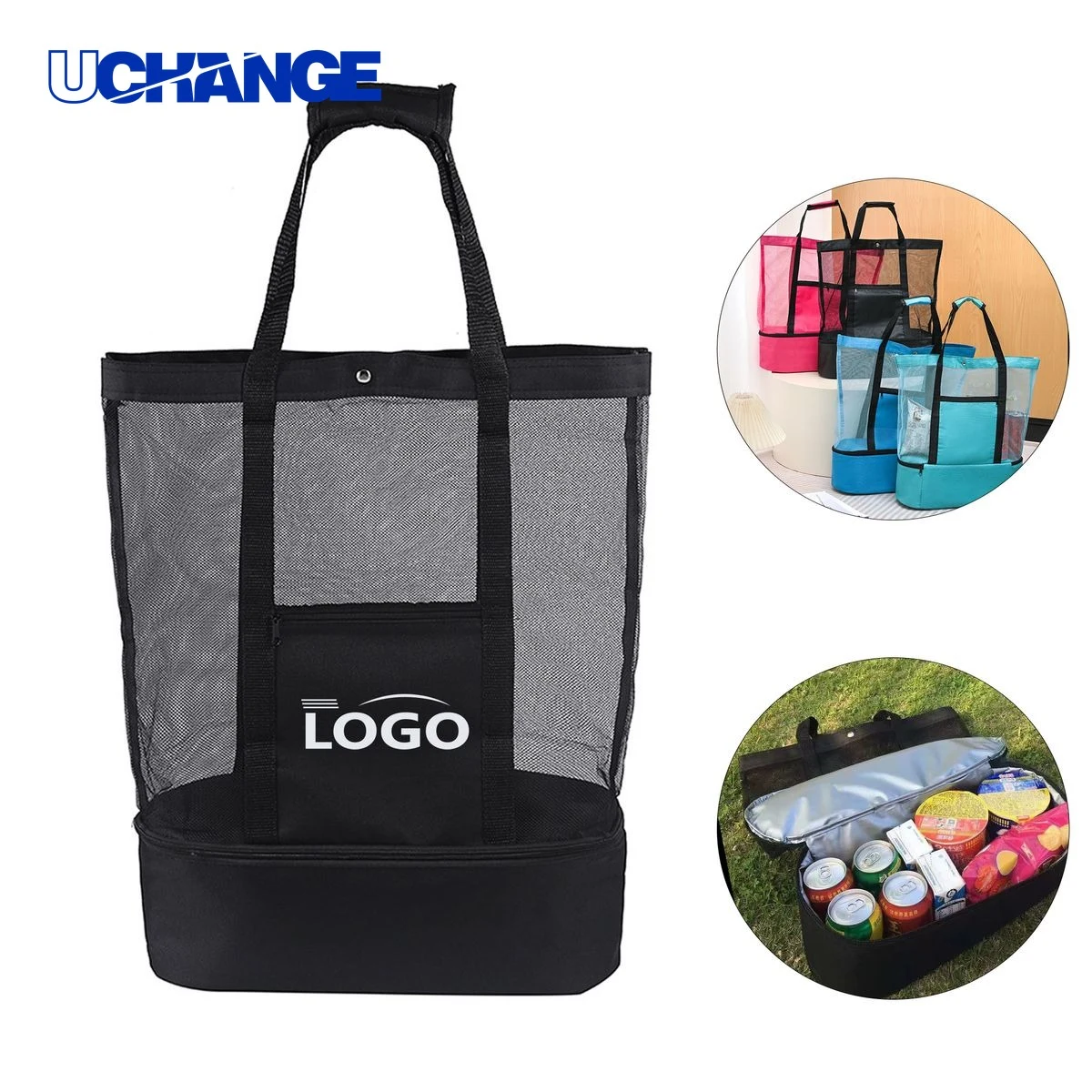 Beach Tote Bag with Insulated Cooler and Waterproof Pocket 1