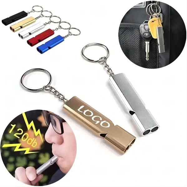 Custom Aluminum Emergency Whistle Keychain — Safety Alert Promotional Key Ring 1