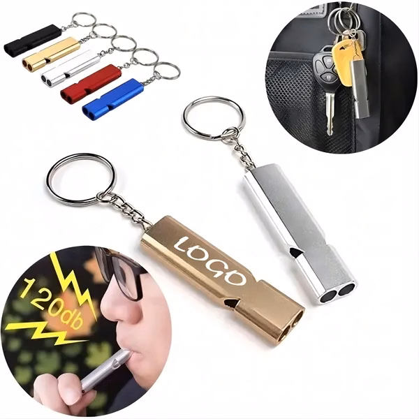 Custom Aluminum Emergency Whistle Keychain — Safety Alert Promotional Key Ring