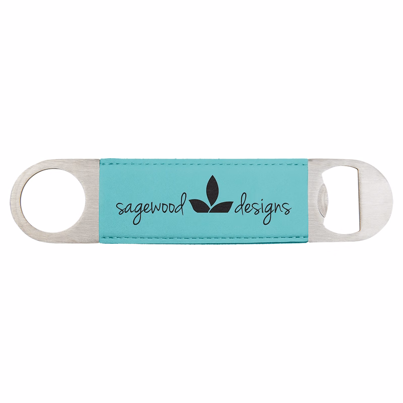 Teal Blue Laserable Leatherette Bottle Opener (1 1/2" x 7")