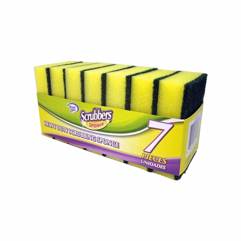 Scrubber Sponges Yellow and Green 7 Pack