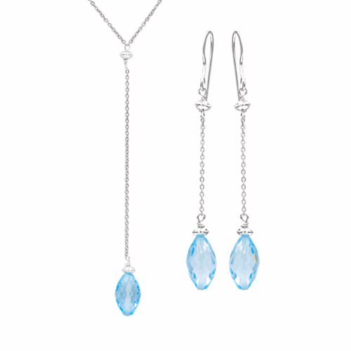 Antwerp Blue Topaz Briolette Earrings and Necklace Set