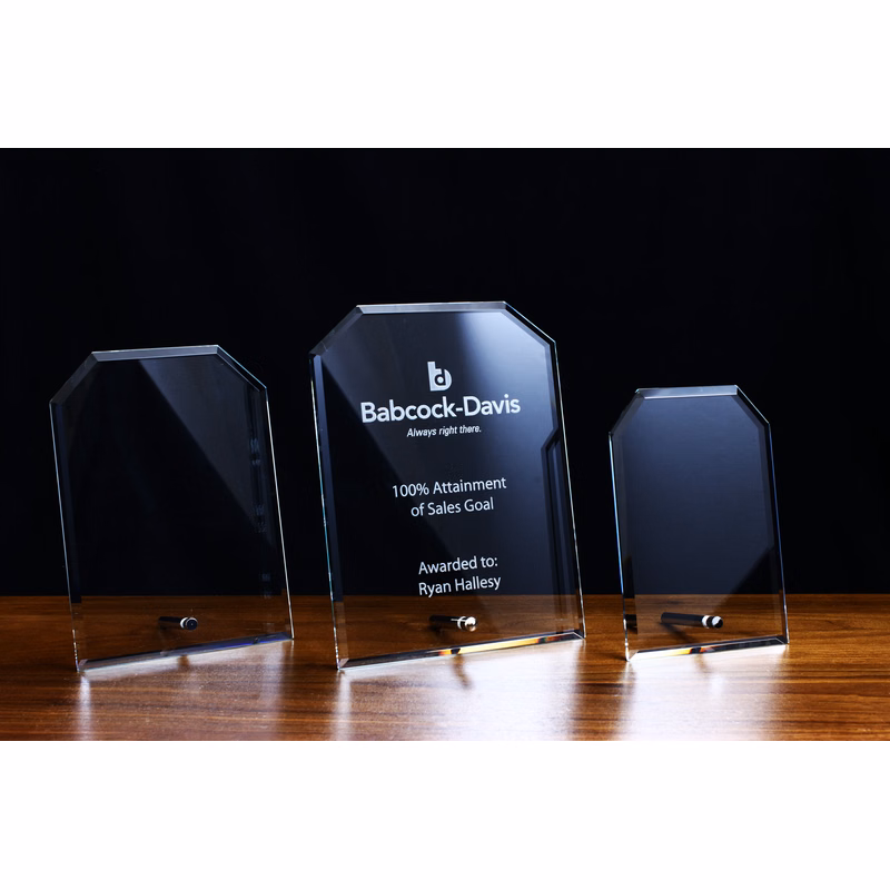 Jade Glass Standing Clipped Rectangle Award (6"x8")