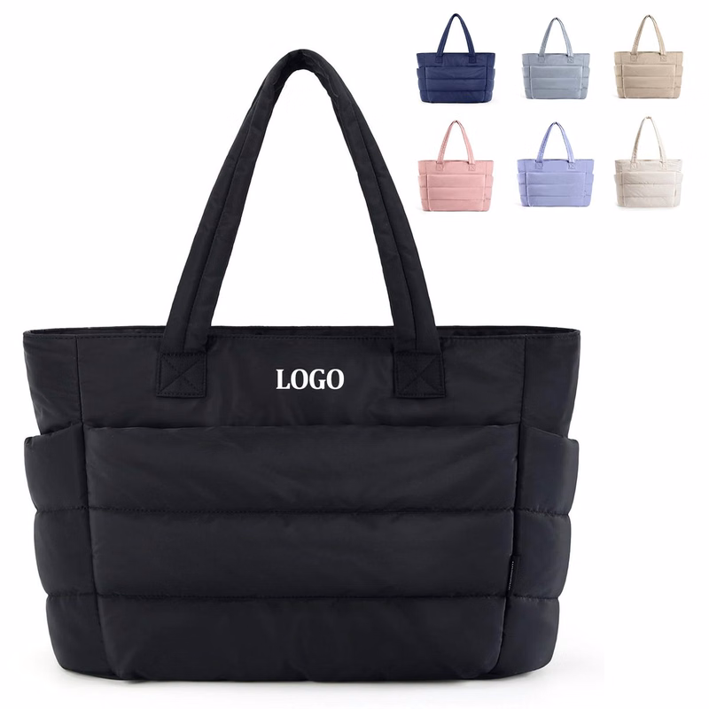 Lightweight Puffy Tote Bag with Compartments