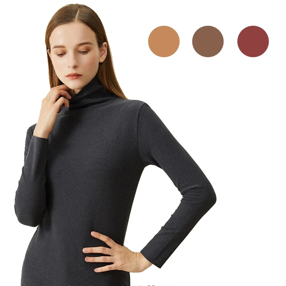 Long Sleeve Turtleneck Pullover Slim Shirt Top For Women, custom hoodie or sweatshirt with logo imprint 1