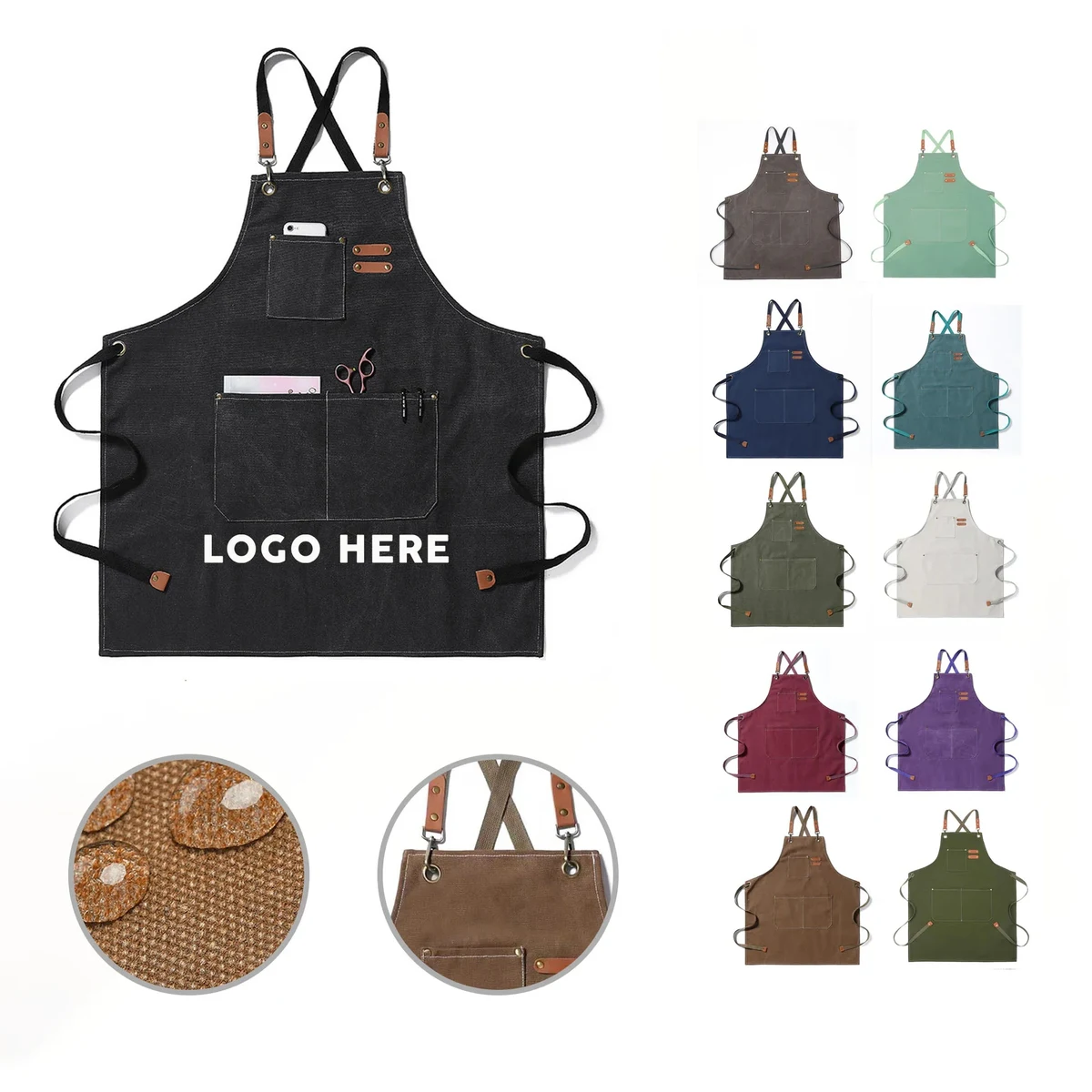 Household Oil-proof Canvas Kitchen Apron 1