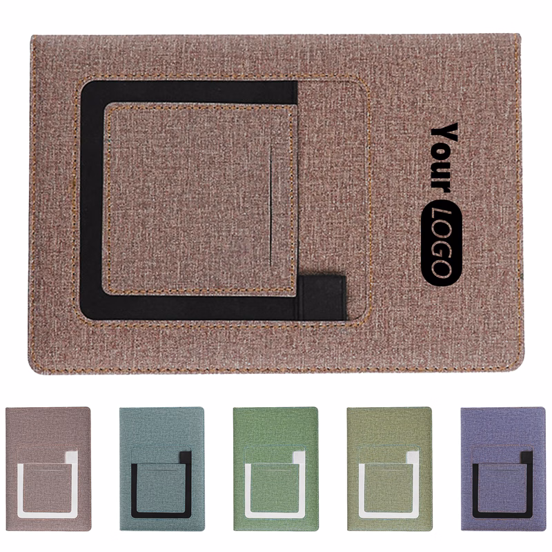 Pu Creative Notebook With Mobile Phone Pocket ?C Stylish And Practical