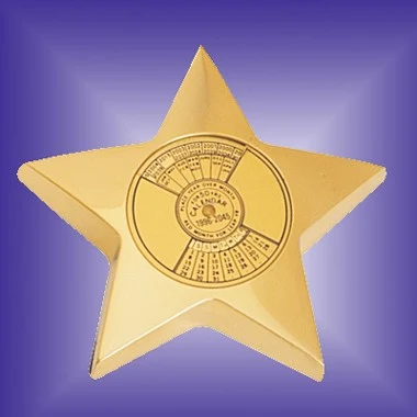 BRASS STAR PAPER WEIGHT W/ CALENDAR 1