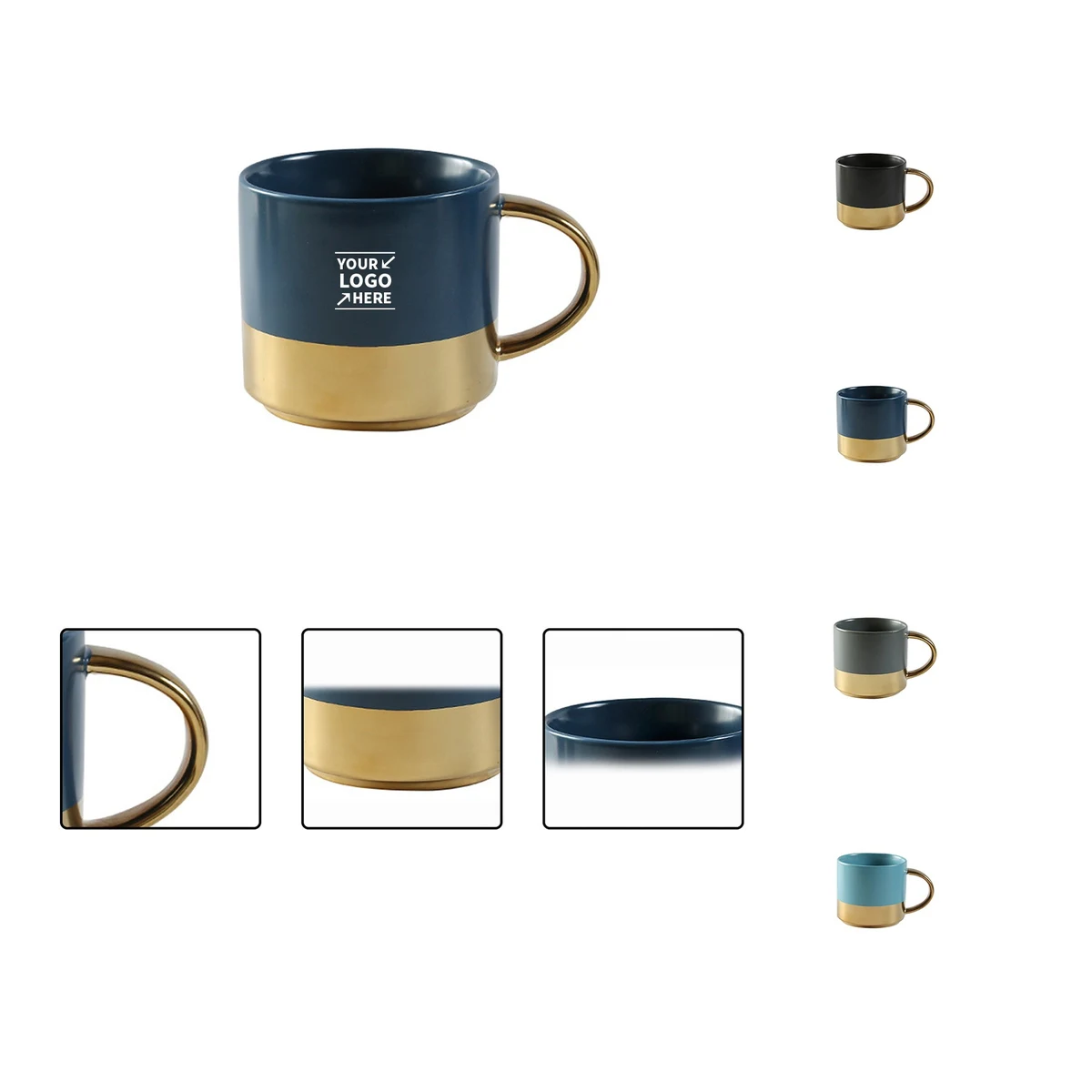 Ceramic Coffee Mug with Gold Handle 1