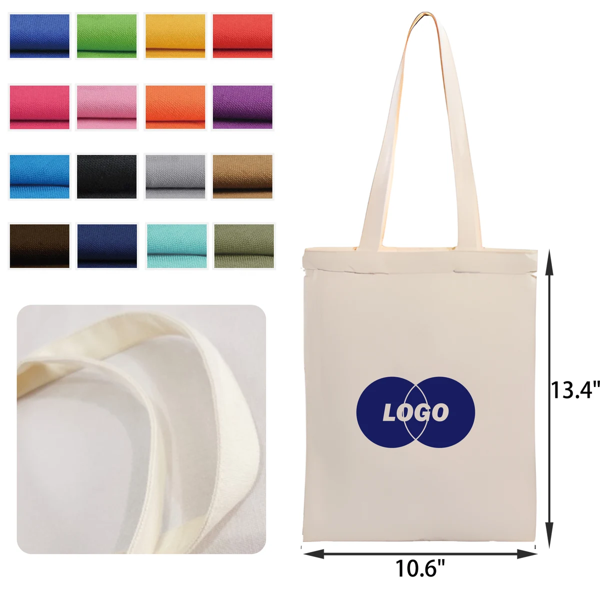MOQ 50 PCS Practical Solid color Canvas Tote Bag, custom tote bag with logo imprint 1