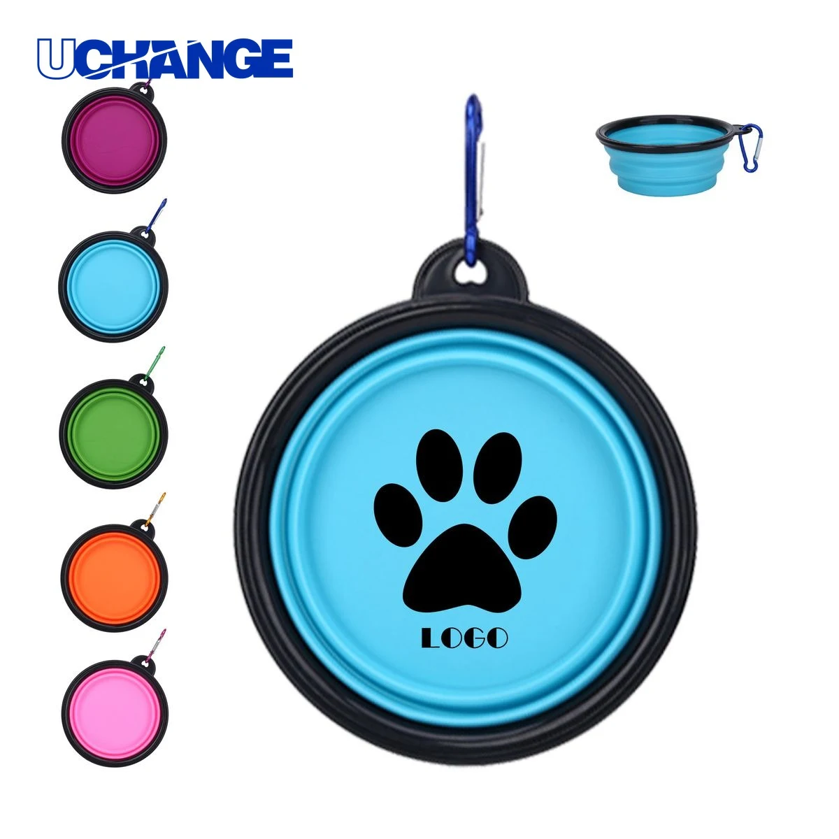 Collapsible TPE Pet Bowl with Carabiner for Travel 1