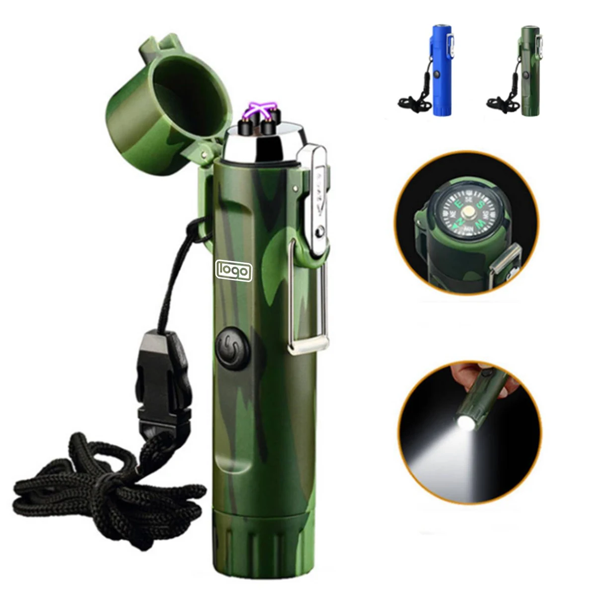 Usb Lighter With Led Flashlight& Compass 1