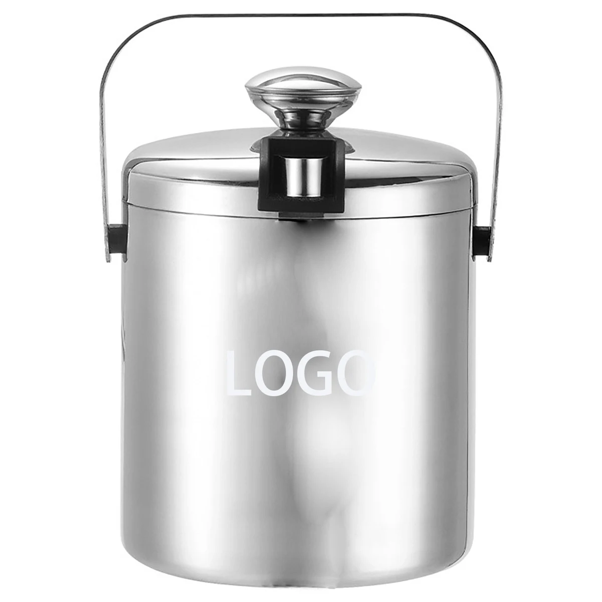 Double Wall Stainless Steel Insulated Ice Bucket with Lid Strainer and Tongs 1