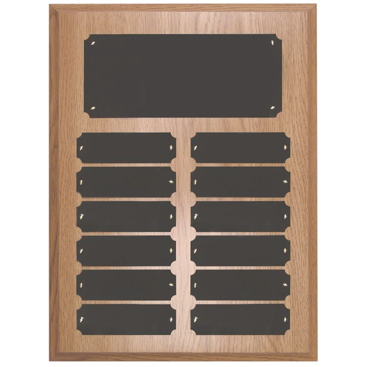 12 Plate Oak Finish Perpetual Plaques 1