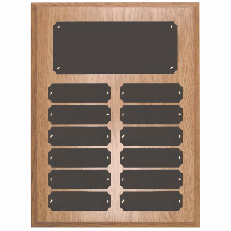 12 Plate Oak Finish Perpetual Plaques