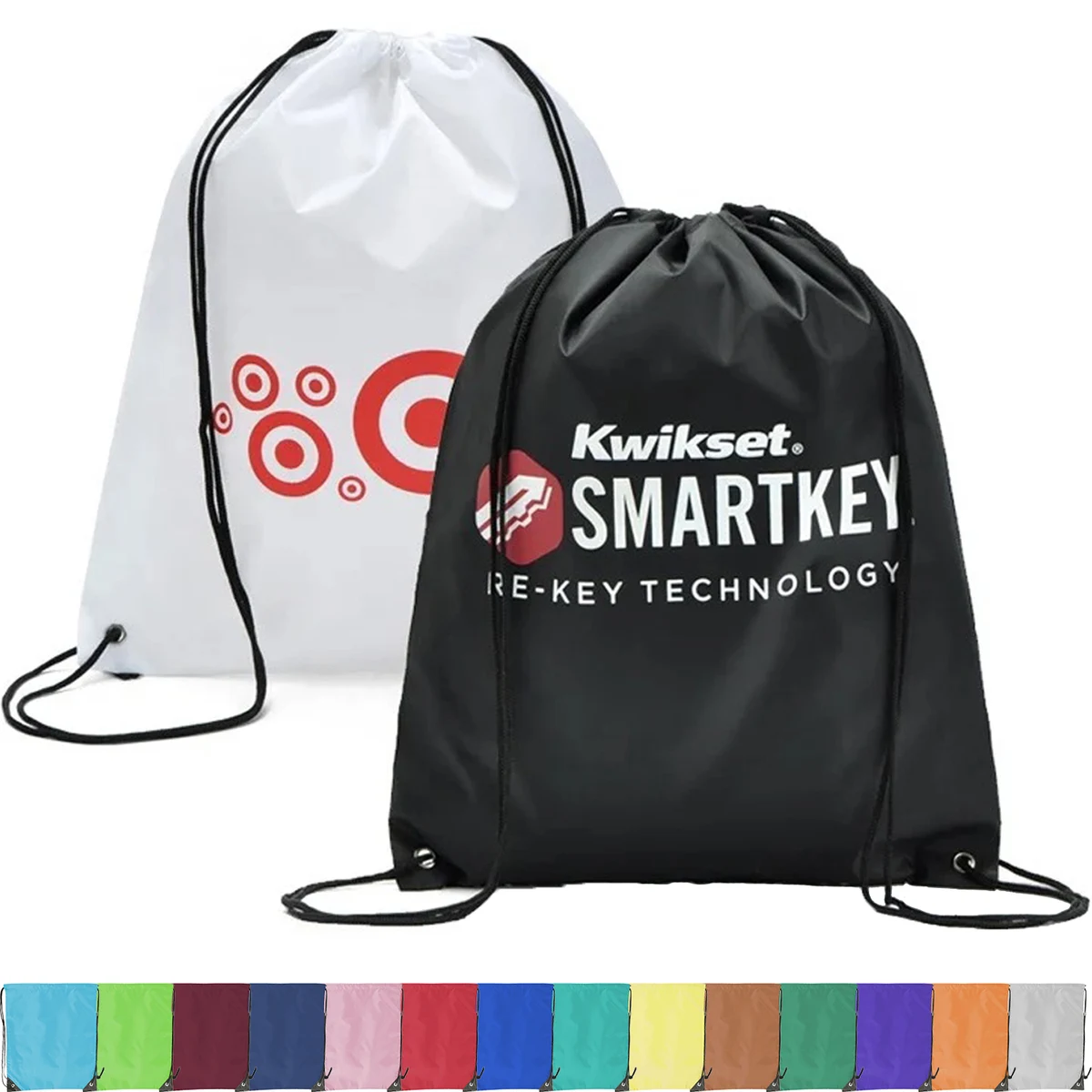 Premium 210D Polyester Drawstring Backpack, Cinch Sports Bag (15"x18") 1