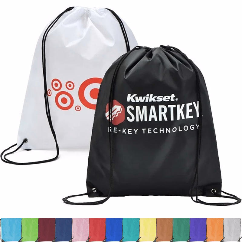 Premium 210D Polyester Drawstring Backpack, Cinch Sports Bag (15"x18")