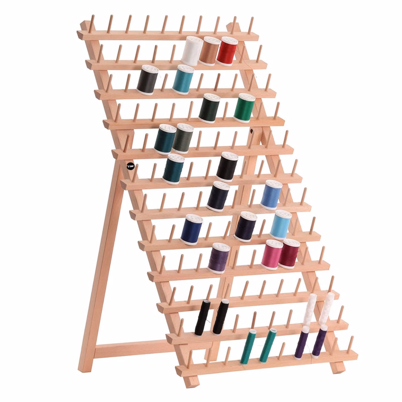 Wooden 120-Spool Sewing and Embroidery Thread Rack