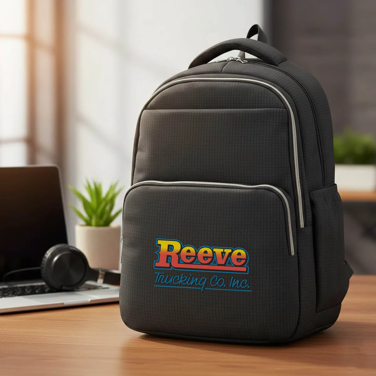 Jacquard Polyester Multi-Compartment Laptop Backpack 1