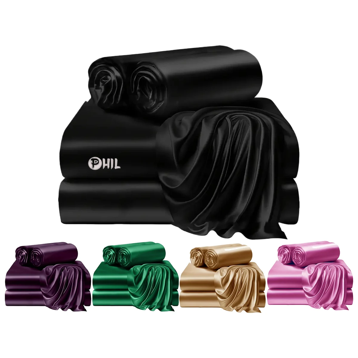 Four-piece deluxe satin sheet set 1