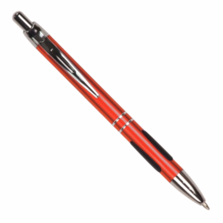Laser Engraved Red Ball Point Pen with Rubber Gripper