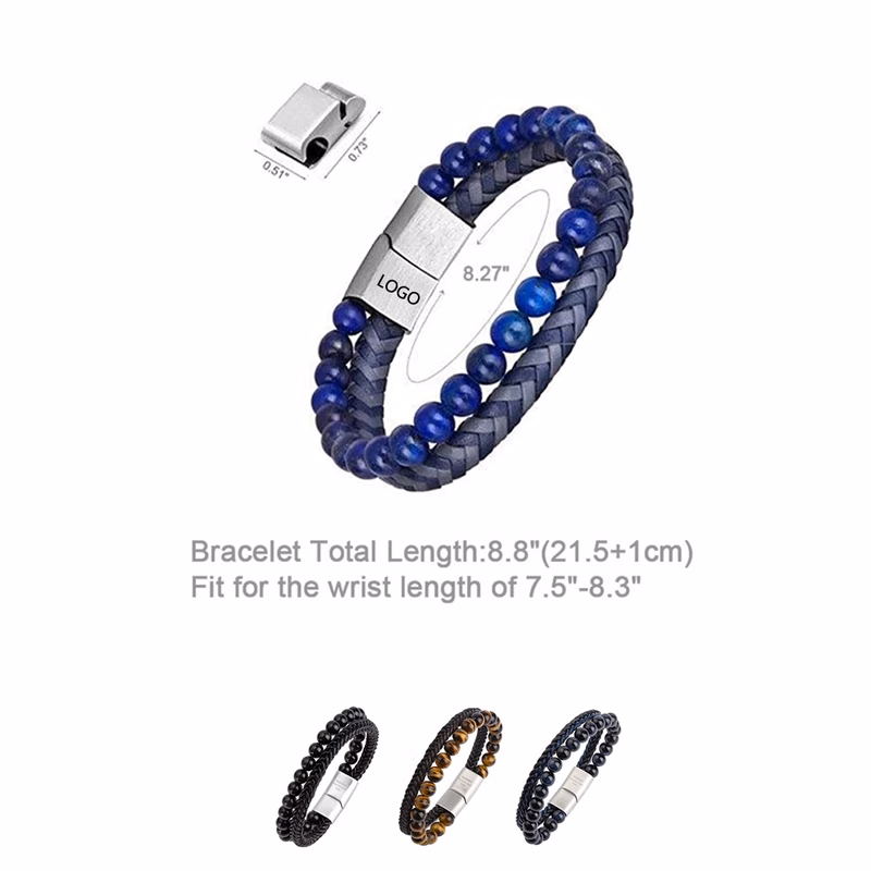 Steel and Leather Bracelet For Man