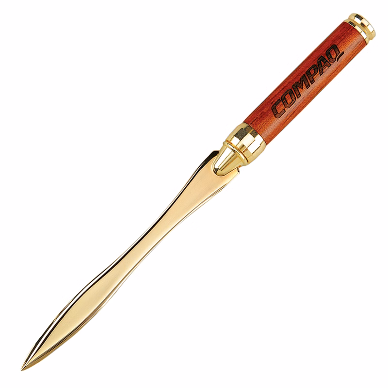 Terrific Timber-11 Wooden Letter Opener with Gem-Like Gold Trims