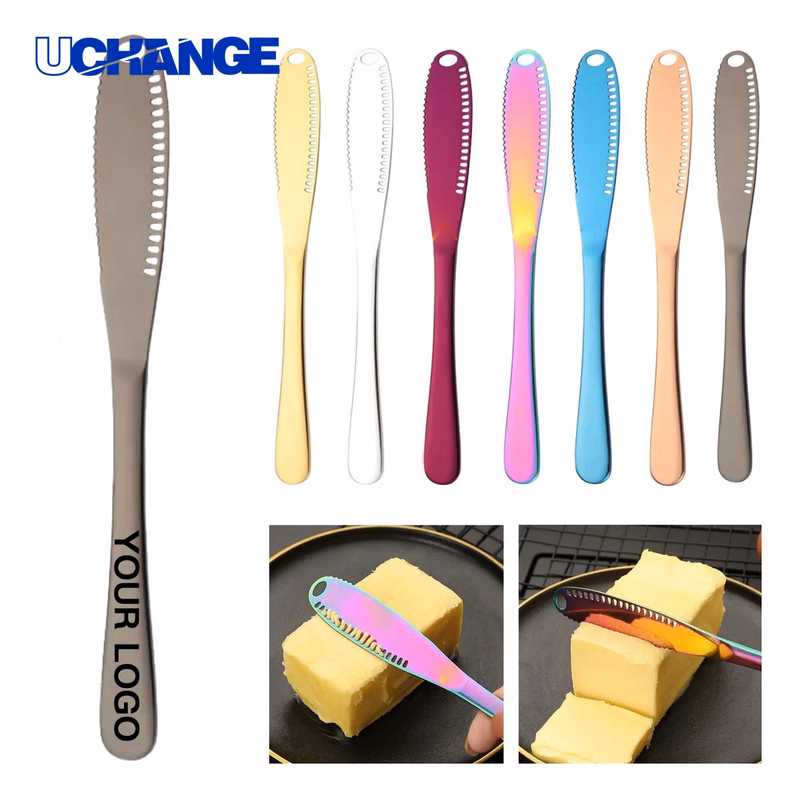 Stainless Steel Butter Knife Tableware Tool with Serrated Edge