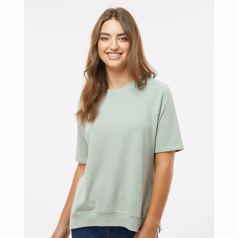 Women's French Terry Short Sleeve Crewneck Sweatshirt - W23711