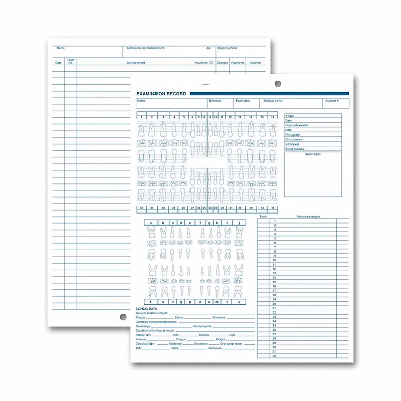 Dental Exam Records, Anatomic & Periodontic Diagrams, Vert.