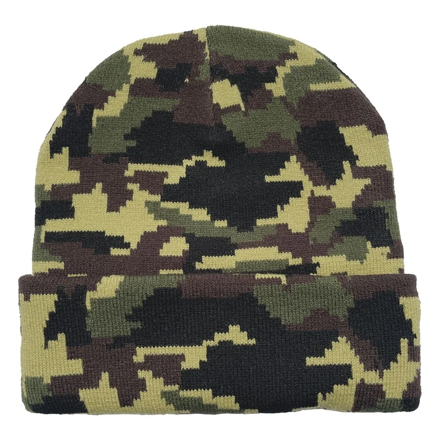 Camo Pattern Cuffed Beanie with Custom Logo - 100% Acrylic 1