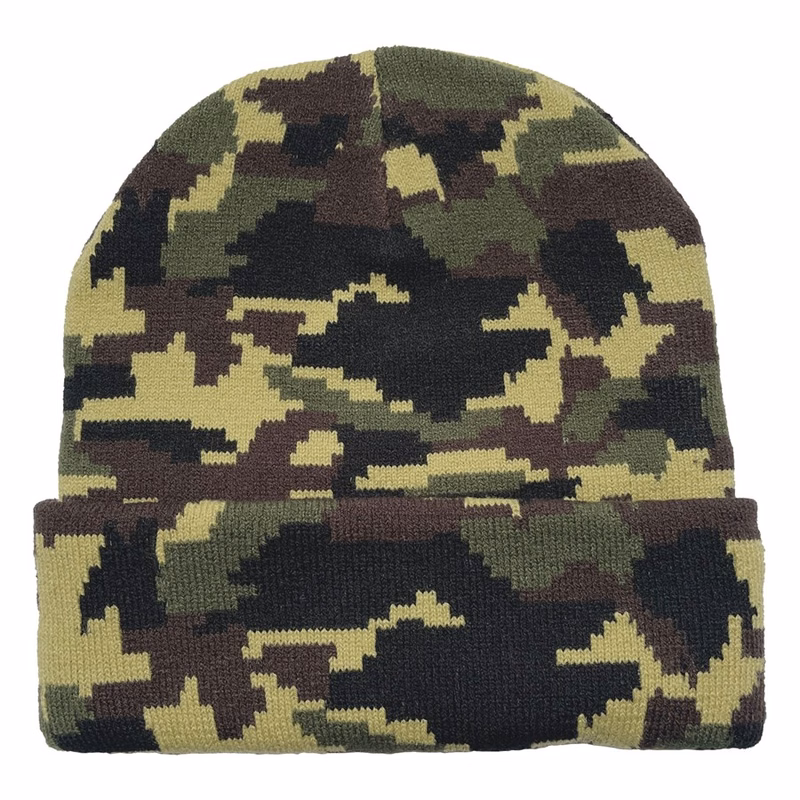 Camo Pattern Cuffed Beanie with Custom Logo - 100% Acrylic