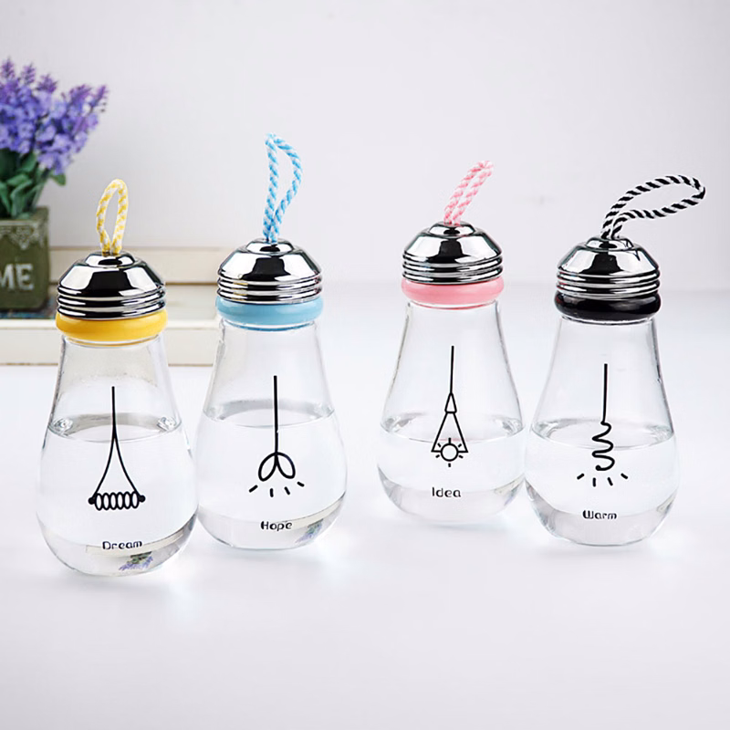 16 oz Bulb Shape Glass Water Bottle