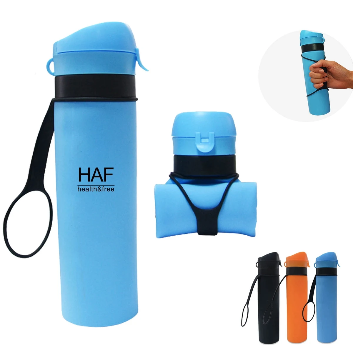600ML/20oz Outdoor Silicone Telescopic Folding Kettle 1