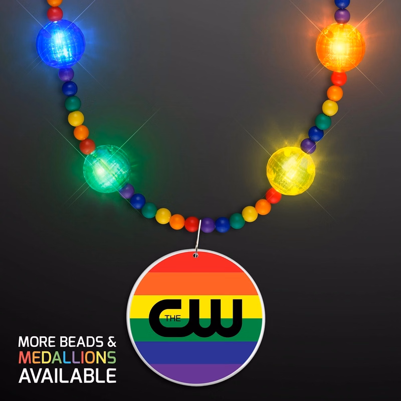 Bright Beads Rainbow Party Necklace with Medallion