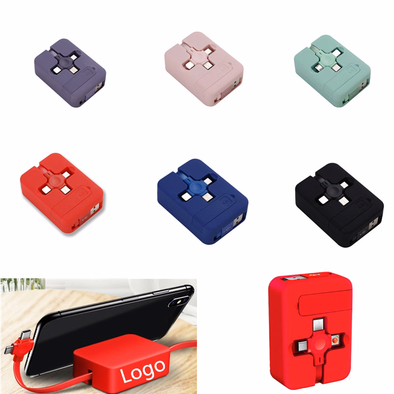 Retractable 4-in-1 Charging Cable with Phone Holder