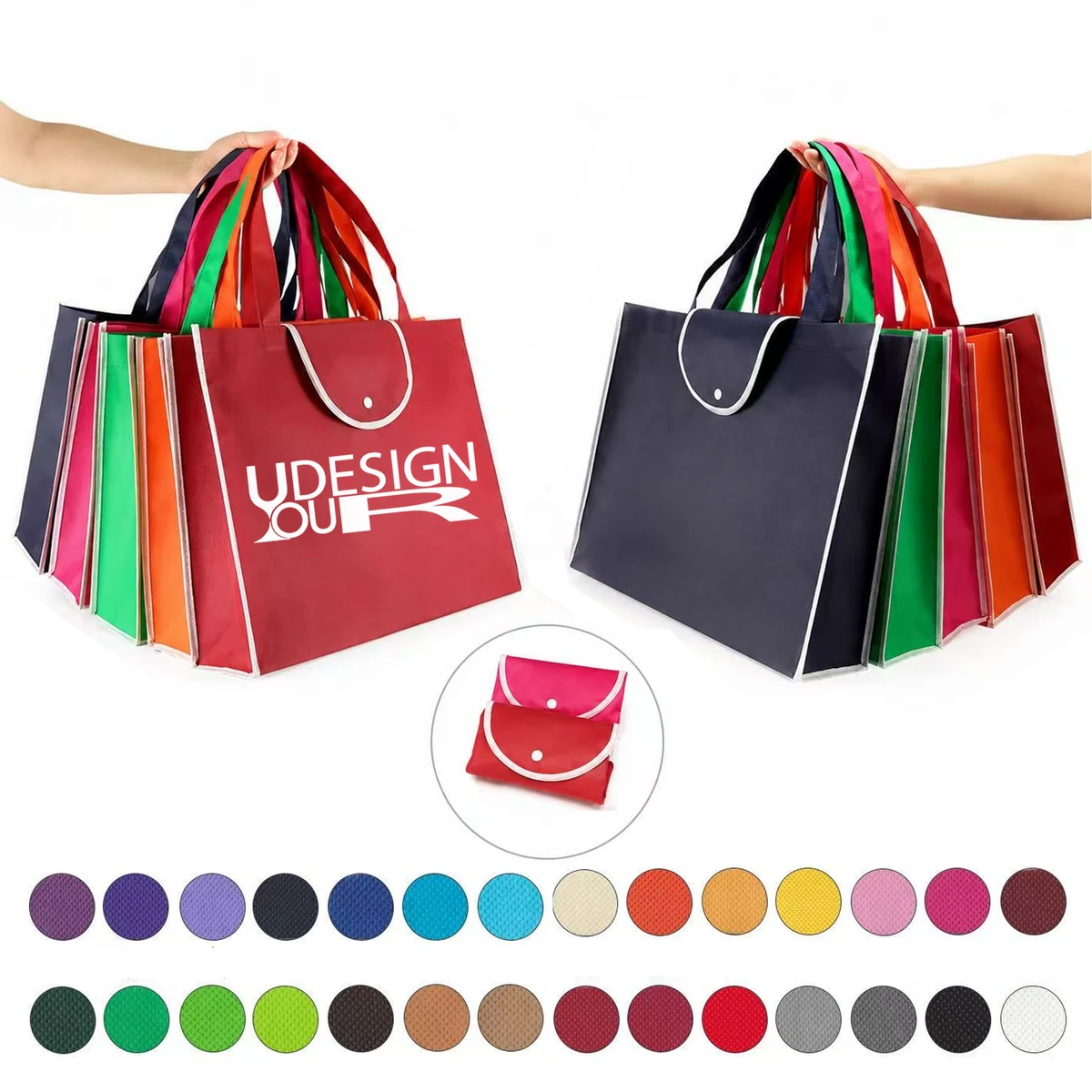 Nonwoven Grocery Carrier With Reusable Fold Design 1