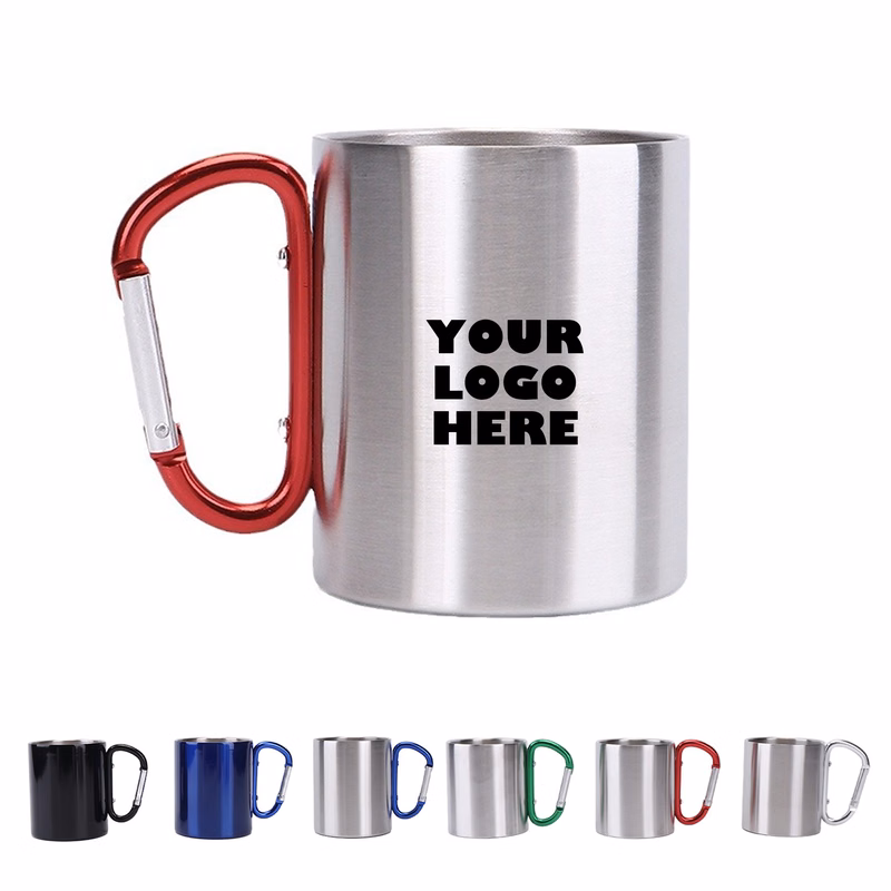 10oz Stainless Steel Camping Cup With Carabiner