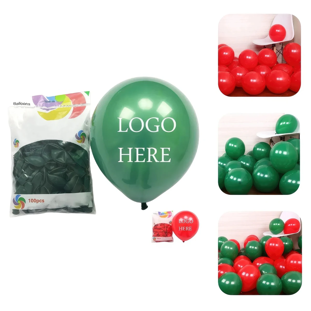 Christmas Party 10" Latex Balloon - 100pcs Set 1